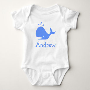 Aangepaste babykleding met blauwe cartoon walvis romper