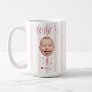 Aangepaste babymeisjesgezicht foto roze strepen ni koffiemok