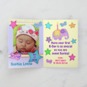 Aangepaste babymeisjeskaart voor eerste verjaardag kaart (Binnen)