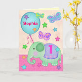 Aangepaste babymeisjeskaart voor eerste verjaardag kaart (Gele Bloem)