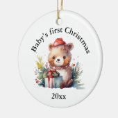 Aangepaste Baby's Eerste Kerst Beer Gifts Keramisch Ornament (Links)