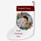 Aangepaste Baby's Foto Eerste Kerstmis - Naam Jaar Kleine Kerstsok (Achterkant)