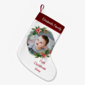 Aangepaste Baby's Foto Eerste Kerstmis - Naam Jaar Kleine Kerstsok (Voorkant (Hangend))