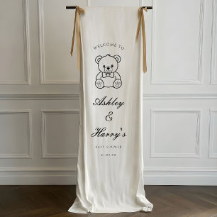 Aangepaste babyshower handgetekende teddybeer Eleg Spandoek