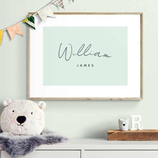 Aangepaste babyspeelkleurnursery decor pastelgroen poster