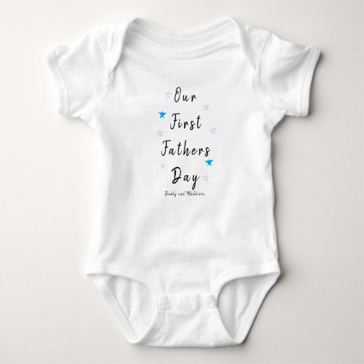 Aangepaste Babysuit Blue star | 1e Vaderdag Romper (Voorkant)