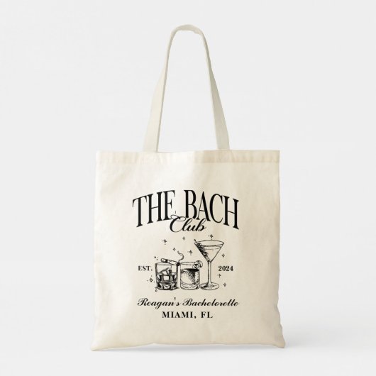 Aangepaste Bach Club Bachelorette Retro Cocktail Z Tote Bag (Achterkant)