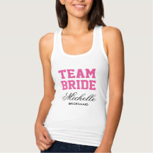 Aangepaste bachelorettanktoppen voor teambruid