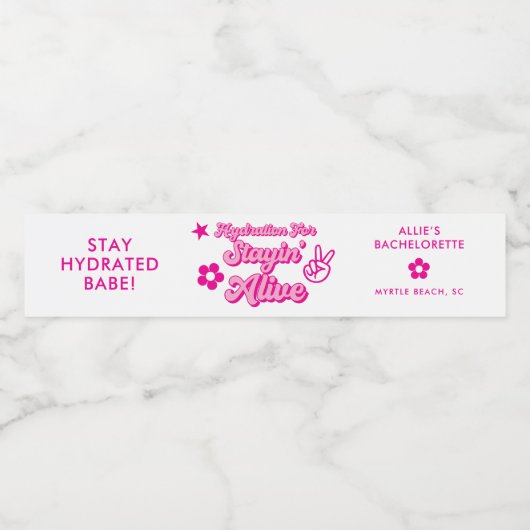 Aangepaste Bachelorette blijven 'Alive Waterfles Etiket (Enkel label)