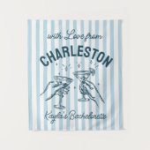 Aangepaste Bachelorette Pastel Stripes Martini Che Wandkleed (Voorkant)