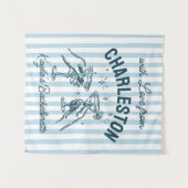 Aangepaste Bachelorette Pastel Stripes Martini Che Wandkleed (Voorkant (horizontaal))