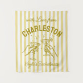 Aangepaste Bachelorette Pastel Stripes Martini Che Wandkleed (Voorkant)