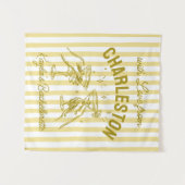 Aangepaste Bachelorette Pastel Stripes Martini Che Wandkleed (Voorkant (horizontaal))