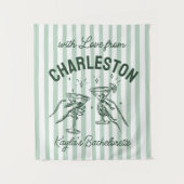 Aangepaste Bachelorette Pastel Stripes Martini Che Wandkleed (Voorkant)