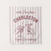 Aangepaste Bachelorette Pastel Stripes Martini Che Wandkleed (Voorkant)