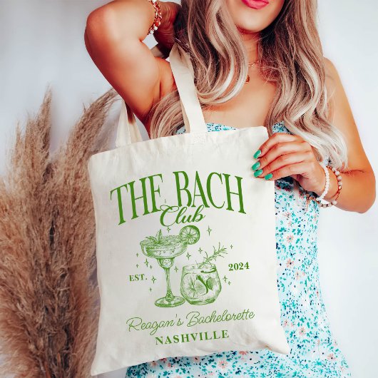 Aangepaste Bachelorette Retro Cocktail Groen Tote Bag