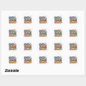Aangepaste Back-to-School Bus - Personaliseer Ronde Sticker (Vel)