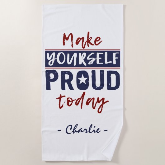 Aangepaste badhanddoek "Make Yourself Proud" (Voorkant)