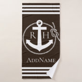 Aangepaste badhanddoek met bruine Anchor Rope Stri (Badhanddoek)