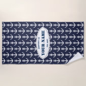 Aangepaste badhanddoek met nautisch ankerpatroon (Voorkant)