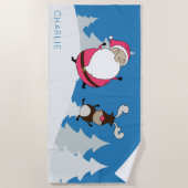 Aangepaste badhanddoek voor de kerstman en rendier (Voorkant)