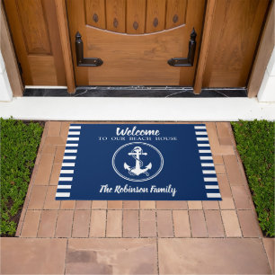 Aangepaste badkamer Familienaam Anchor & Rope Larg Deurmat
