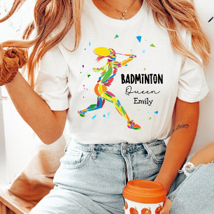 Aangepaste Badminton Koningin Kleurrijke Abstracte Tri-Blend Shirt