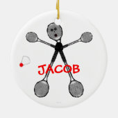 Aangepaste Badminton Player Cartoon Keramisch Ornament (Achterkant)