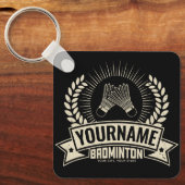 Aangepaste Badminton Player Name Racquet Sports Sleutelhanger (Voorkant)