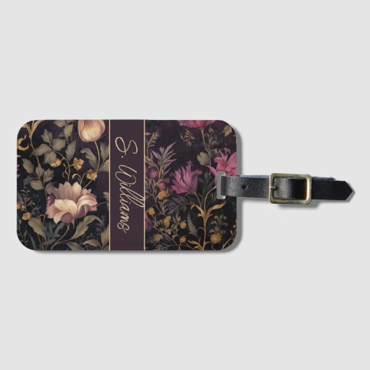 Aangepaste Bagage label met Dark Flower Pattern (Voorkant (horizontaal))
