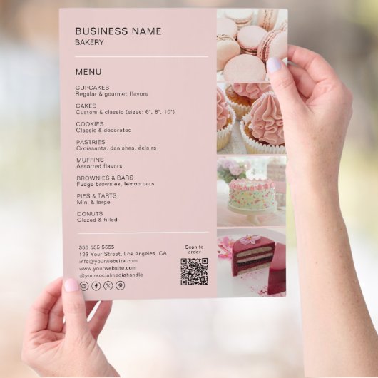 Aangepaste Bakery Photo QR Social Media Icons Menu