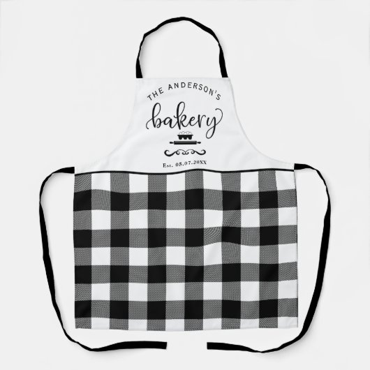 Aangepaste, Bakkerij Buffel Plaid Boerderij Keuken Schort (Voorkant)