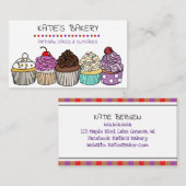 Aangepaste bakkerij | Cute Whimsical Cupcakes Visitekaartje (Voorkant / Achterkant)