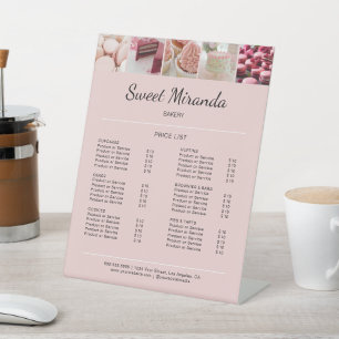 Aangepaste Bakkerij Foto Roze Zakelijke Prijslijst Reclamebord Met Voetstuk