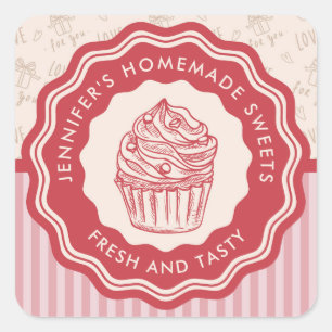 Aangepaste bakkerij met gebarsten goederen vierkante sticker