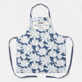 Aangepaste Bakkerij Naam Blauwe Lotus Print Chef-k Schort (Voorkant)