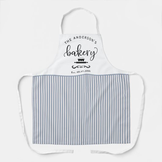 Aangepaste, Bakkerij Witte en Blauwe Strepen Boerd Schort (Voorkant)
