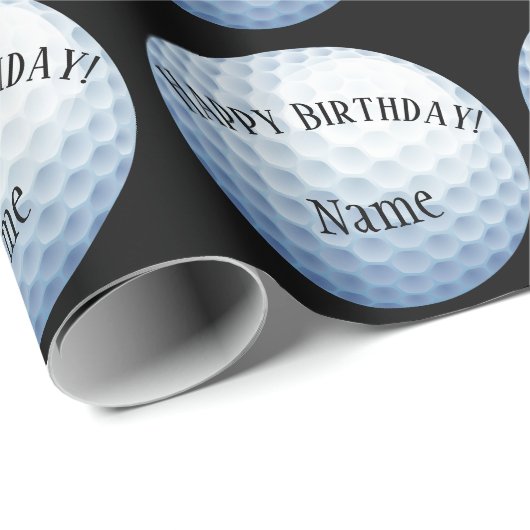 Aangepaste Baller Golf Name Happy Birthday Cadeaupapier (Rol Hoek)
