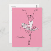 Aangepaste Ballerina-naam en briefkaart in kleur (Voorkant / Achterkant)