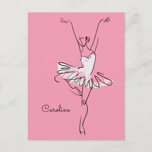 Aangepaste Ballerina-naam en briefkaart in kleur (Voorkant)