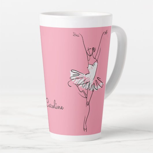 Aangepaste Ballerina naam en kleur Latte Mok (Rechterhoek)