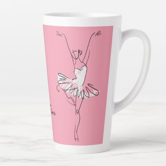 Aangepaste Ballerina naam en kleur Latte Mok (Rechts)