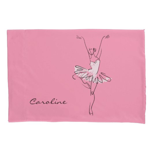 Aangepaste Ballerina-naam en kleurkussens Kussensloop (Voorkant)