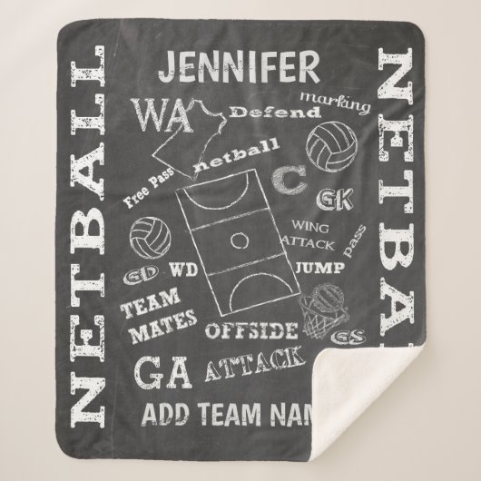 Aangepaste balswerstijl netball chalkboard sherpa deken (Voorkant)