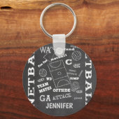Aangepaste balswerstijl netball chalkboard sleutelhanger (Achterkant)