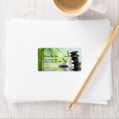 Aangepaste Bamboe Zen Stones Water Plumeria Etiket (Insitu)