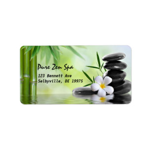 Aangepaste Bamboe Zen Stones Water Plumeria Etiket