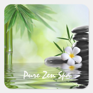 Aangepaste Bamboe Zen Stones Water Plumeria Vierkante Sticker