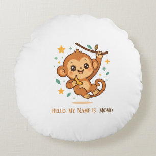 Aangepaste Banaan Stuiterende Aap Cute Baby Dier Rond Kussen