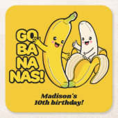 Aangepaste Bananas-tekst Vierkante Kartonnen Onderzetter (Voorkant)